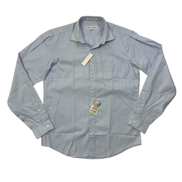 Vintage Perry Ellis Shirt Mens 15.5 Sky Blue Long Sleeve Portfolio Dress New - Picture 1 of 13